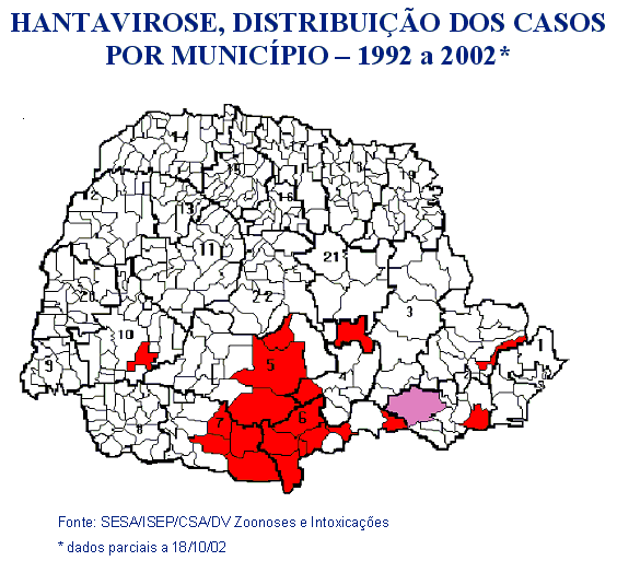 Mapa 1 - Hantavirose no Paraná