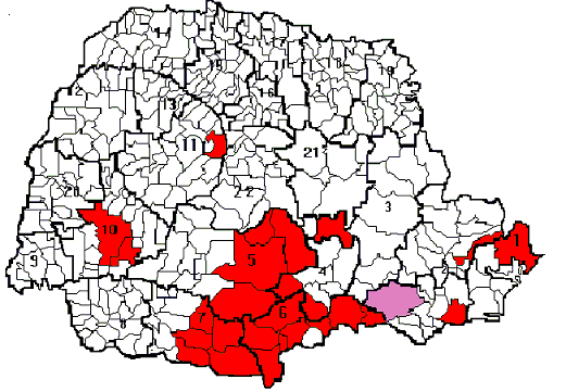 Mapa 3 - Hantavirose no Paraná