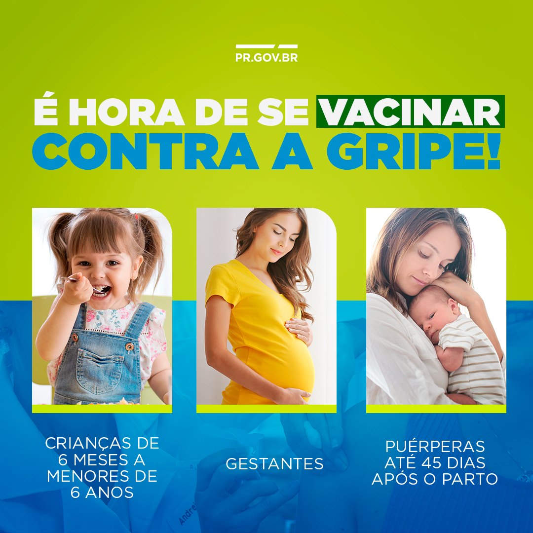 ATENÇÃO! 👉 A campanha de imunização contra a gripe continua em todo o Paraná. Se você faz parte de algum dos grupos prioritários, não deixe de se vacinar! 💉