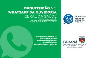 Manutenção no Whatsapp da Ouvidoria Geral da Saúde - (41) 3330-4414