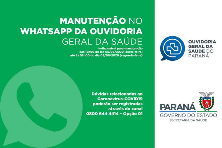 Manutenção no Whatsapp da Ouvidoria Geral da Saúde - (41) 3330-4414