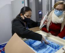 vacinas contra Covid-19 produzidas pela parceria entre Pfizer e BioNTech. O terceiro lote dos imunizantes, que chegou à Capital nesta terça-feira (18), com mais 39.780 doses 