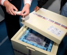 O Paraná recebeu na manhã desta sexta-feira (18) um novo lote de vacinas contra a Covid-19. São 143.910 doses do imunizante Comirnaty, produzido pela Pfizer/BioNtech - Curitiba, 18/06/2021