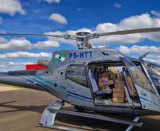 Com apoio aéreo, Estado leva milhares de insumos hospitalares para região de Rio Bonito do Iguaçu