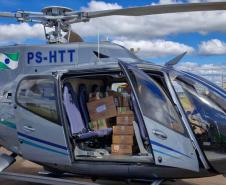 Com apoio aéreo, Estado leva milhares de insumos hospitalares para região de Rio Bonito do Iguaçu