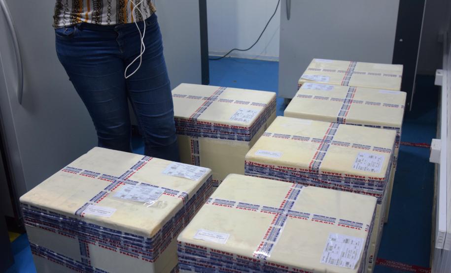 Mais uma leva de vacina Cominarty, produzida pela Pfizer/BioNTech, chegou ao Paraná nesta quinta-feira (3). O lote de 37.440 doses foi recebido às 13h20 no Aeroporto Internacional Afonso Pena, em São José dos Pinhais, na Região Metropolitana de Curitiba, e seguiu para conferência no Centro de Medicamentos do Paraná (Cemepar), onde chegou às 13h50. - Curitiba, 03/06/2021