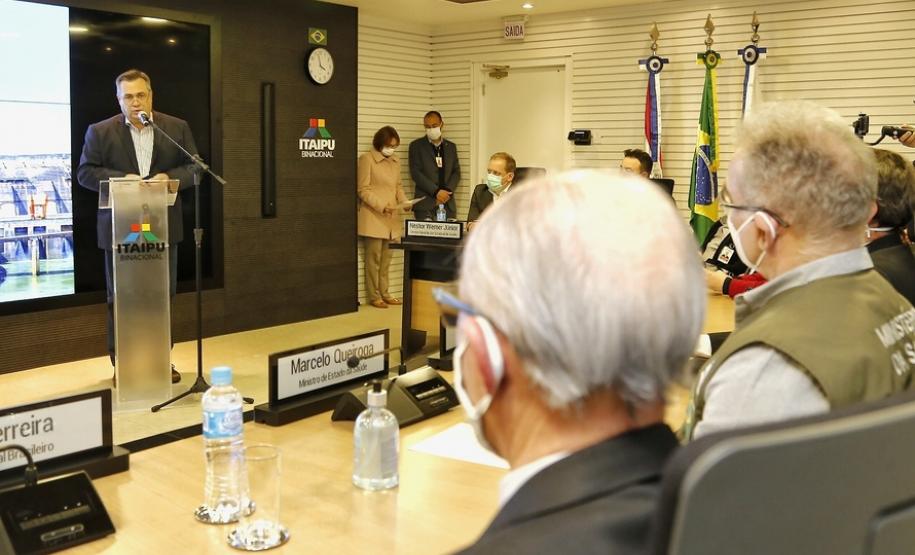 O secretário de Estado da Saúde, Beto Preto acompanha o ministro da Saúde, Marcelo Queiroga, nesta terça-feira (20) na Itaipu Binacional em Foz do Iguaçu.
