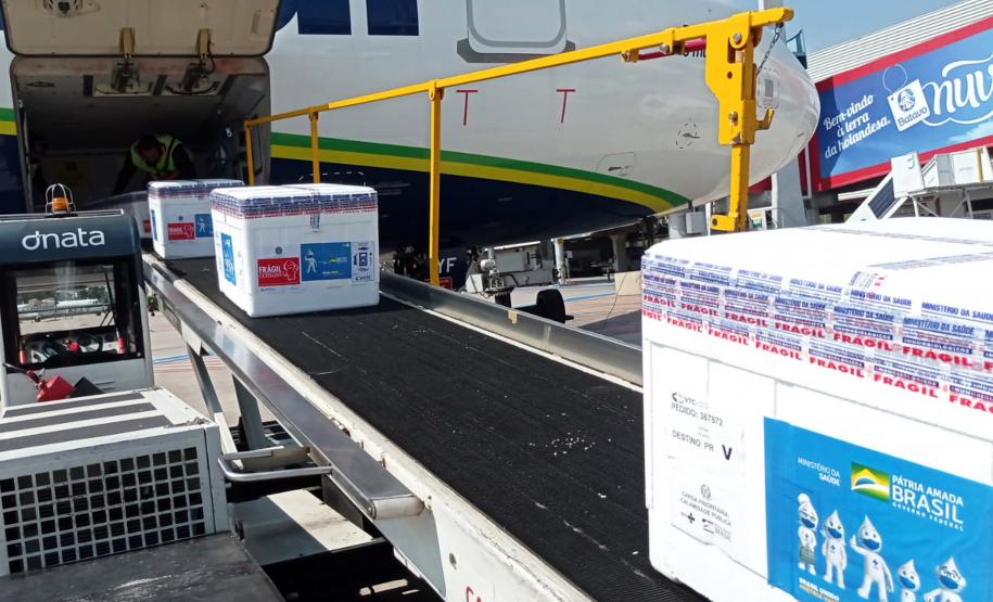 Paraná recebe novo lote de vacinas contra a Covid-19 e distribui 195,3 mil imunizantes nesta terça