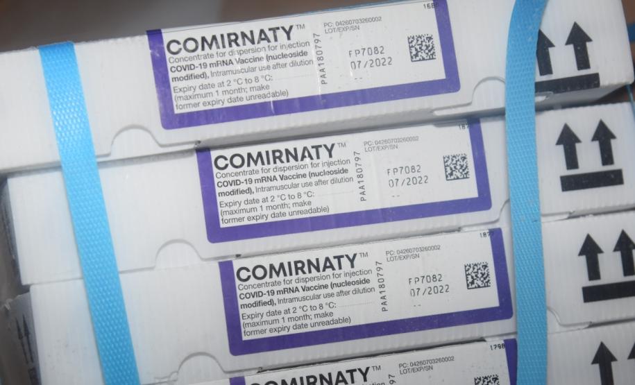 Mais 194 mil vacinas da Pfizer contra a Covid-19 chegam ao Estado