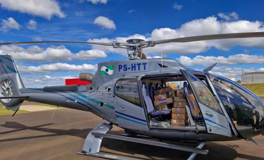 Com apoio aéreo, Estado leva milhares de insumos hospitalares para região de Rio Bonito do Iguaçu