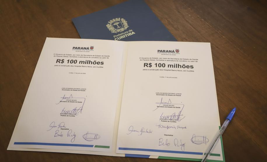 R$ 100 milhões: Estado e Curitiba assinam convênio para construção do Hospital Bairro Novo