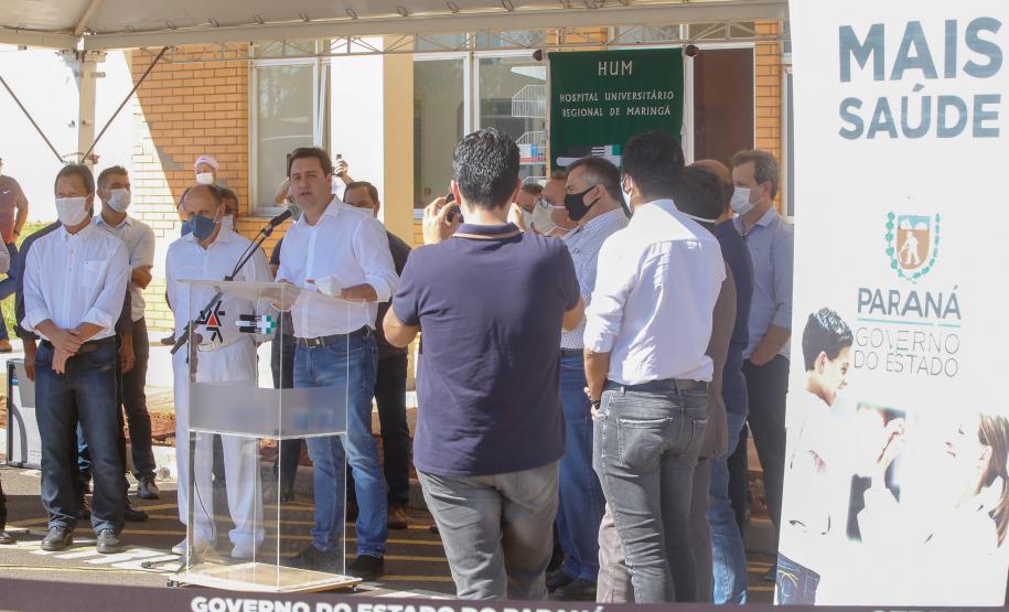 Governo garante 108 novos leitos para o Hospital Universitário de Maringá 24/04/2020 Governador Carlos Massa Ratinho Junior, entrega leitos do Hospital Universitario de MaringaFoto Gilson Abreu